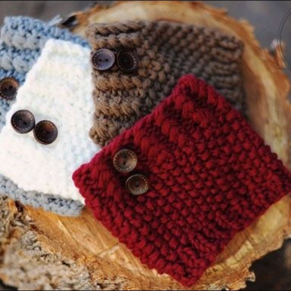 Crochet Button Boot Cuffs Cream